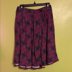 Lularoe Pink Blue & Black Geometric Print Stretch Midi Skirt Size M